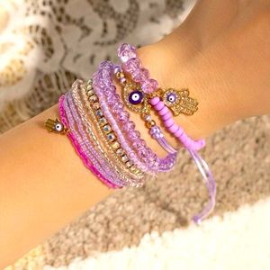 9pcs Eye Hamsa Hand Design Bead Bracelet